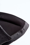 Schwarze Cowboy-Stiefelette aus Velourslederimitat mit Blockabsatz und Reißverschluss