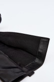 Schwarze Overknee-Stiefel mit dekorativem Detail und Reißverschluss