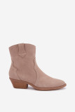 Beige Stiefelette aus Wildleder mit Blockabsatz