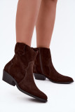 Stiefelette aus Wildleder mit Blockabsatz, braun