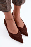 Pumps mit spitzer Kappe aus braunem Veloursleder