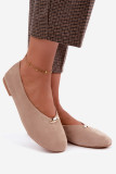 Beige Ballerinas mit goldenem Detail aus Wildlederimitat