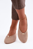 Beige Ballerinas mit goldenem Detail aus Wildlederimitat