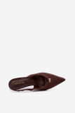 Pumps mit offener Ferse und goldenem Detail am Stilettoabsatz, braun