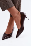 Pumps mit niedrigem Absatz aus Kunstleder, braun