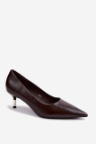 Pumps mit niedrigem Absatz aus Kunstleder, braun