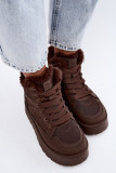 Braune Schnür-Snowboots mit Fell