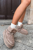 Beige Schneestiefel mit Kunstfell und Plateausohle