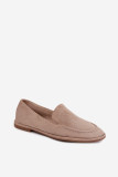 Beige Mokassins aus Velourslederimitat