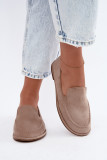 Beige Mokassins aus Velourslederimitat