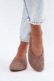 Geflochtene beige Ballerinas aus Kunstveloursleder