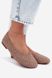 Geflochtene beige Ballerinas aus Kunstveloursleder