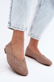 Geflochtene beige Ballerinas aus Kunstveloursleder