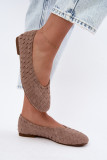 Geflochtene beige Ballerinas aus Kunstveloursleder