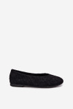 Geflochtene flache Ballerina Schwarz