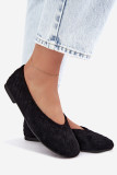 Geflochtene flache Ballerina Schwarz