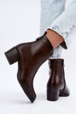 Gefütterte Stiefelette mit Blockabsatz, braun