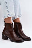 Gefütterte Stiefelette mit Blockabsatz, braun