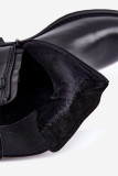 Leder-Stiefelette mit Schnalle und Warmfutter, schwarz