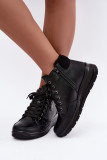 Schwarze Keilabsatz-Stiefelette mit Fellfutter