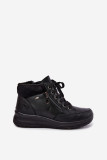Schwarze Keilabsatz-Stiefelette mit Fellfutter