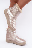 Beige gefütterte Schneestiefel mit Plateau