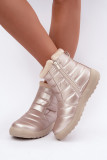 Beige gefütterte Schneestiefel mit Plateau