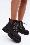 Schwarze gefütterte Stiefelette aus Kunstleder mit Plateau