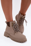 Beige gefütterte Stiefelette aus Kunstleder