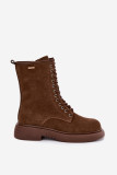 Gefütterte Stiefelette aus Veloursleder mit Plateau, braun