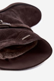 Gefütterte Stiefelette aus Wildleder mit Blockabsatz, braun