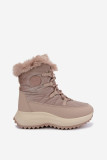 Beige Schneestiefel mit Kunstfell und Plateausohle