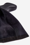 Gefütterte Lederstiefel mit Blockabsatz und Schnalle, schwarz