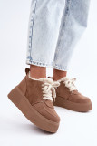 Snowboots mit Lammfell auf Plateausohle, beige