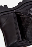 Schwarze Ankle-Workery mit Plateau und dekorativem Bommel