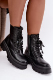 Schwarze Ankle-Workery mit Plateau und dekorativem Bommel
