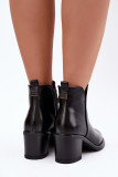 Gefütterte Stiefelette mit Blockabsatz, schwarz, Kunstleder