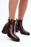 Gefütterte Stiefelette mit Blockabsatz, braun