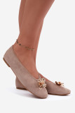 Beige Ballerinas mit Schmuckverzierung