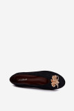 Schwarze Ballerinas mit Schmuckverzierung aus Velourslederimitat