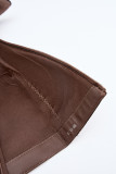 Stiefel mit Blockabsatz, umgeschlagenem Schaft und Schnalle, beige