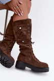 Schnürstiefel mit Plateau und Warmfutter in Braun