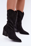 Schwarze Ankle Boots aus Velourslederimitat mit Blockabsatz