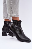 Schwarze Stiefelette aus Kunstleder mit Blockabsatz