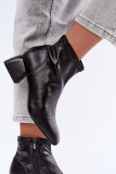 Schwarze Stiefelette aus Kunstleder mit Blockabsatz