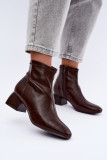 Stiefelette mit Blockabsatz aus Kunstleder, braun