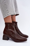 Stiefelette mit Blockabsatz aus Kunstleder, braun