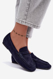 Flache Mokassins aus blauem Wildleder