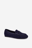 Flache Mokassins aus blauem Wildleder
