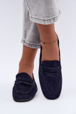 Flache Mokassins aus blauem Wildleder